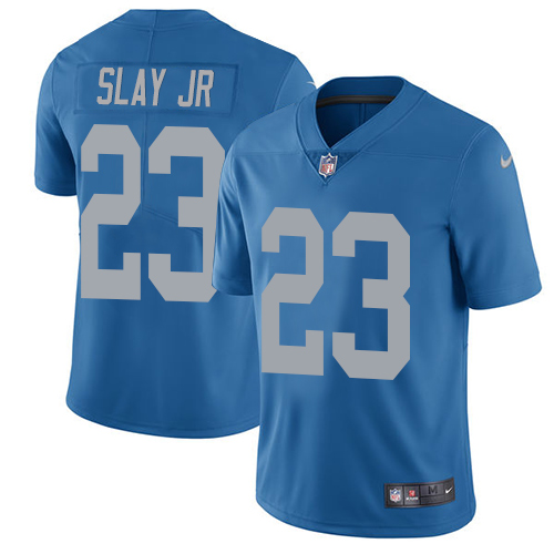 Nike Lions #23 Darius Slay Jr Blue Throwback Men's Stitched NFL Vapor Untouchable Limited Jersey - Click Image to Close